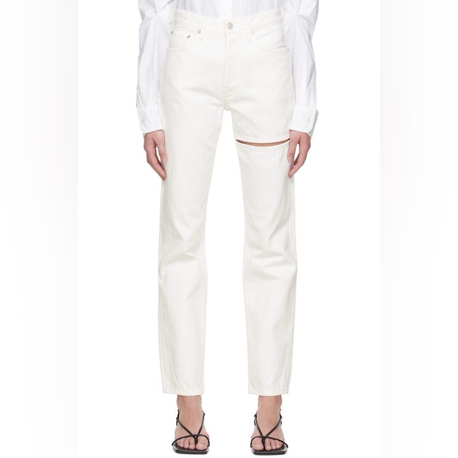 Agolde White Straight Leg High-Rise Jeans